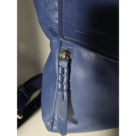 Cole Haan Felicity Pebbled Leather Backpack Multi Pocket & Woven Zip Detail Blue - Picture 11 of 14